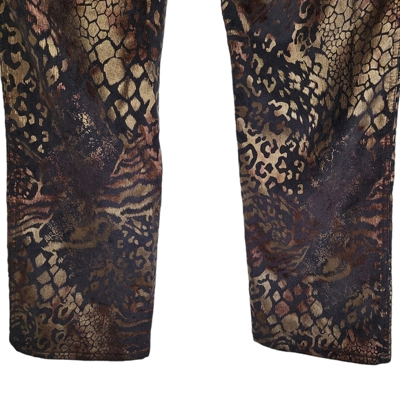 Eric Casual | NWT Women's Black and Gold Metallic Corduroy Leopard Pants - Picture 6 of 11